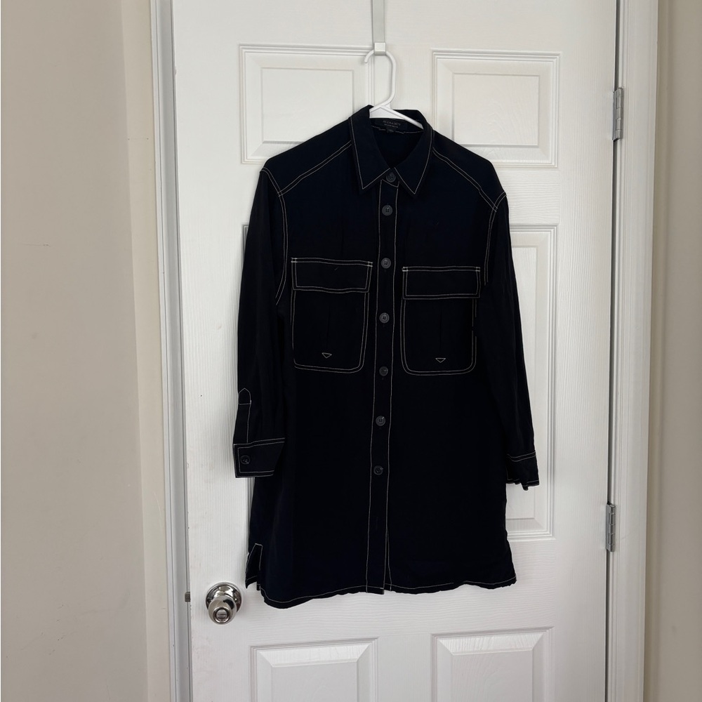All Saints Black Topstitching shirt dress